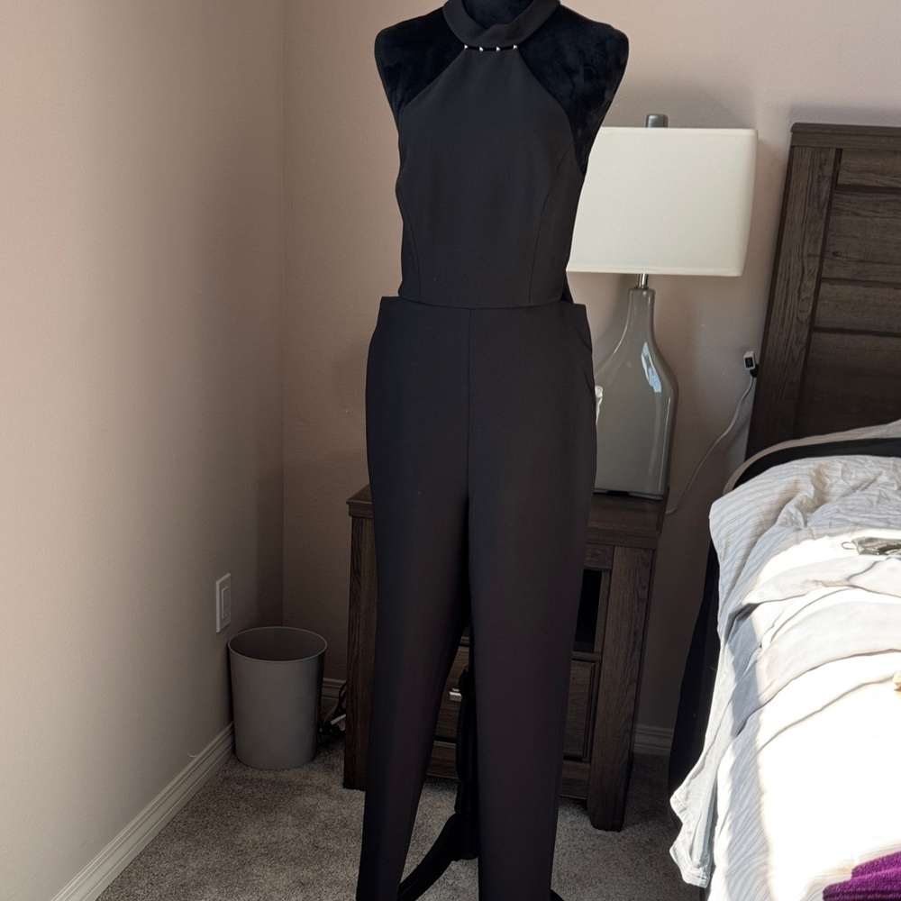 BCBGMaxAzria Black Halter Cut out (back) Jumpsuit